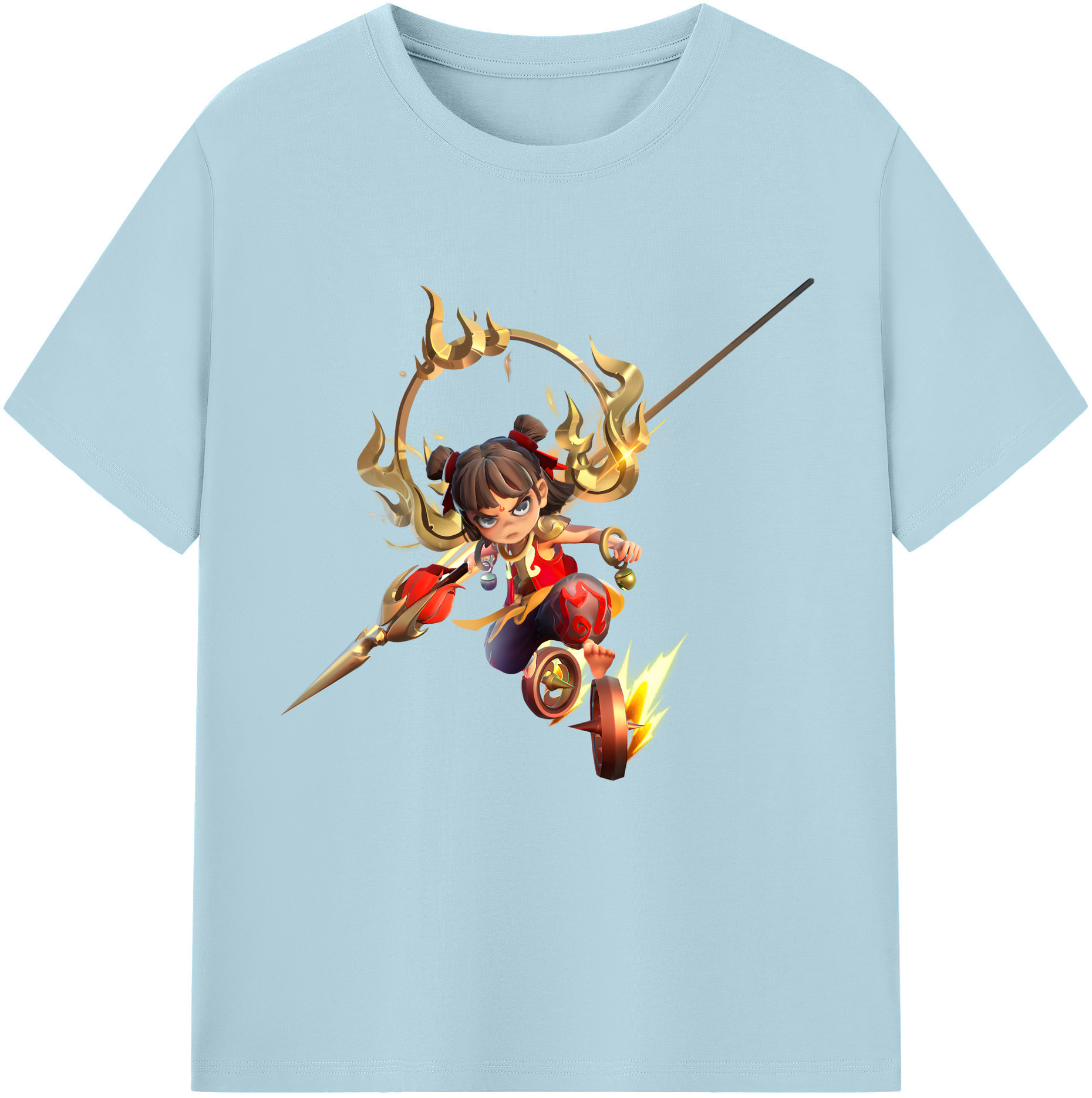（画像用） Ne Zha 2 ナタ 魔童の大暴れ 綿100％半袖Tシャツ（フロントプリント）